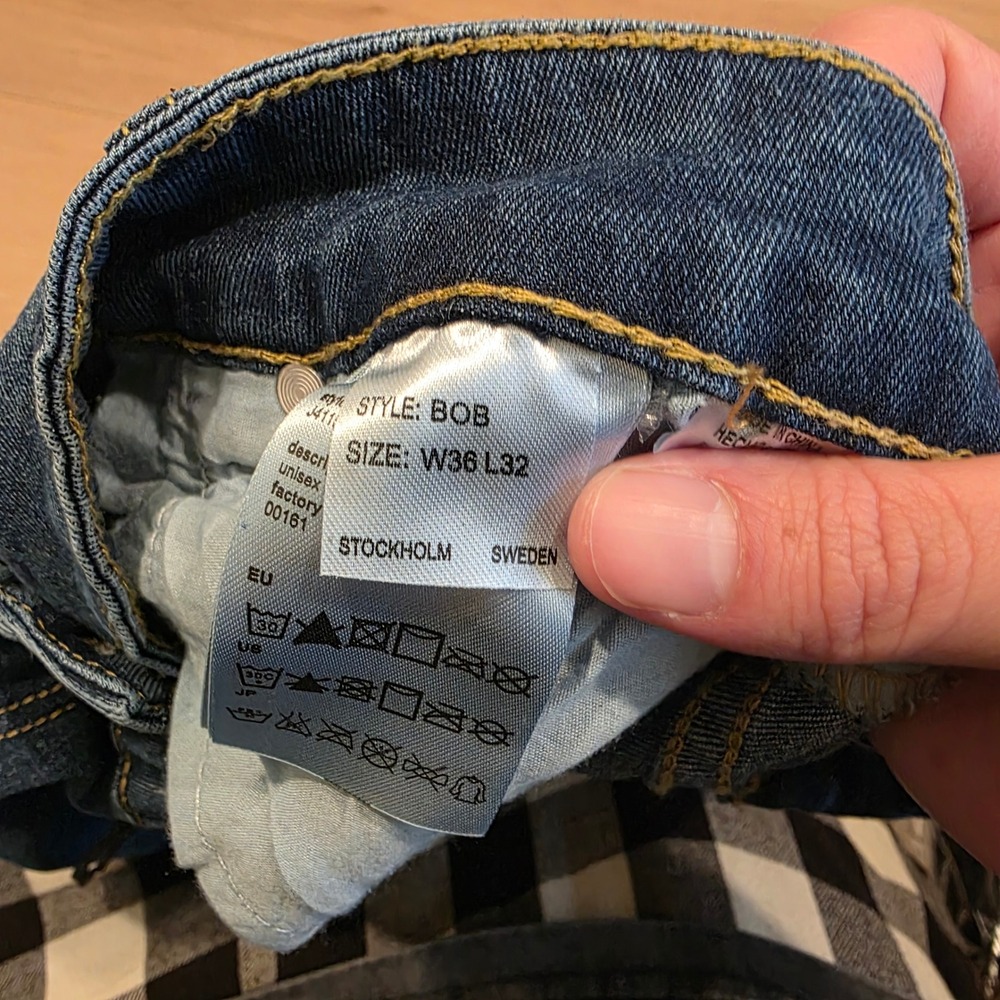 WeSC Bob Straight Leg Denim Jeans Mid Blue Wash 36 x 32 Unisex Fits 39 x 32 NWT - Picture 5 of 15